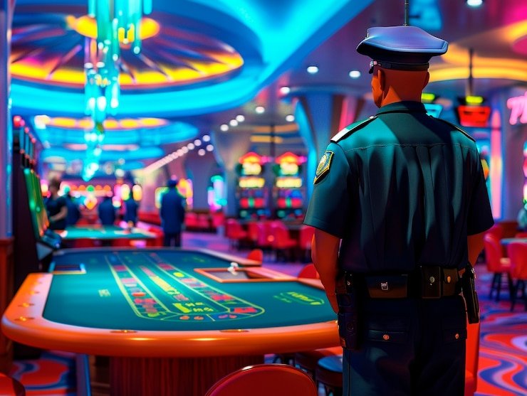 Dealer bandar poker di studio slotjos memberikan kartu